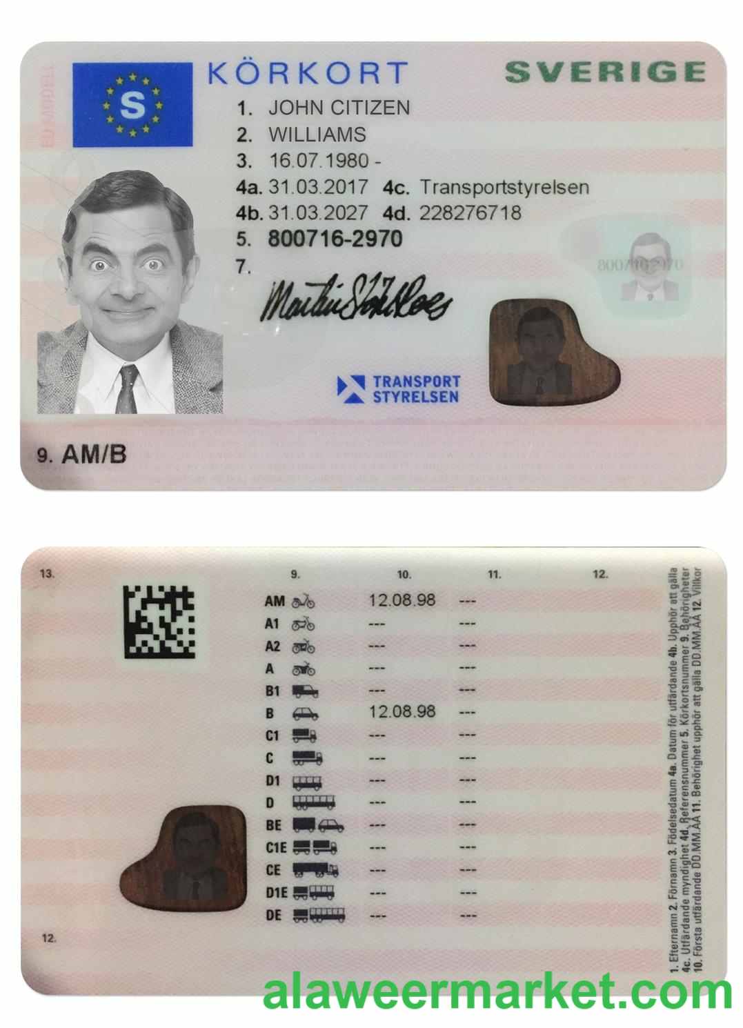 SWEDEN driving license (2016-present)